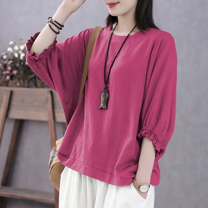 cambioprcaribe Fuchsia / M 40kg-50kg Hano Lantern Sleeve Cotton Shirt