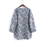 cambioprcaribe Gray & Blue / One Size Chinese Porcelain Floral Linen Shirt