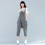 cambioprcaribe Gray / One Size Low Crotch Loose Denim Overall