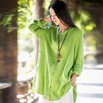 cambioprcaribe Green / One Size Button up Cotton and Linen Shirt  | Zen
