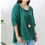 cambioprcaribe Green / One Size O Neck Long Sleeve Linen Shirt