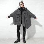 cambioprcaribe Grunge Style Oversized Black Denim Jacket