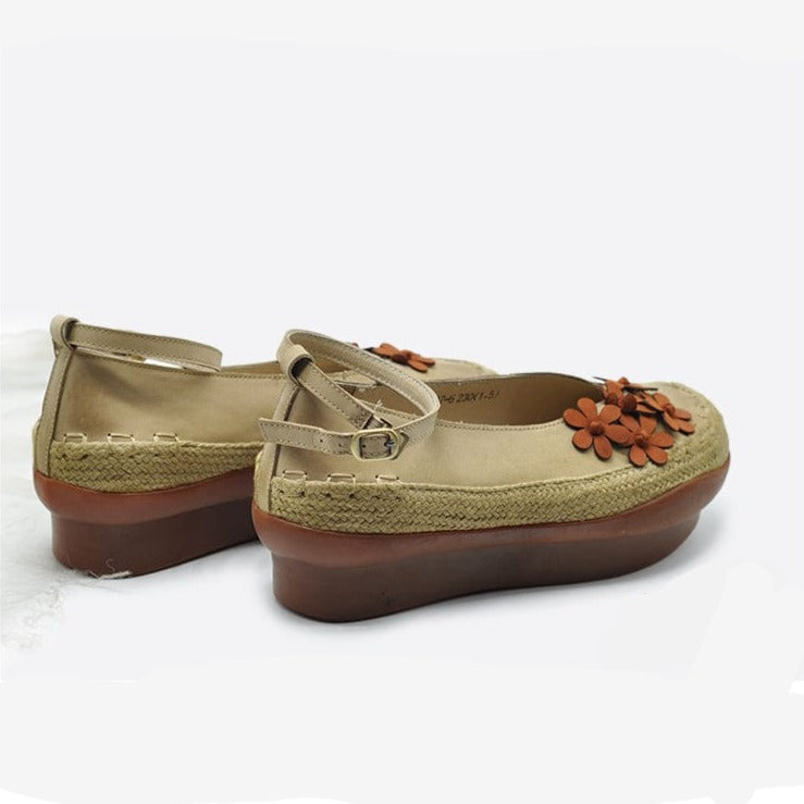 cambioprcaribe Handmade Leather Floral Shoes