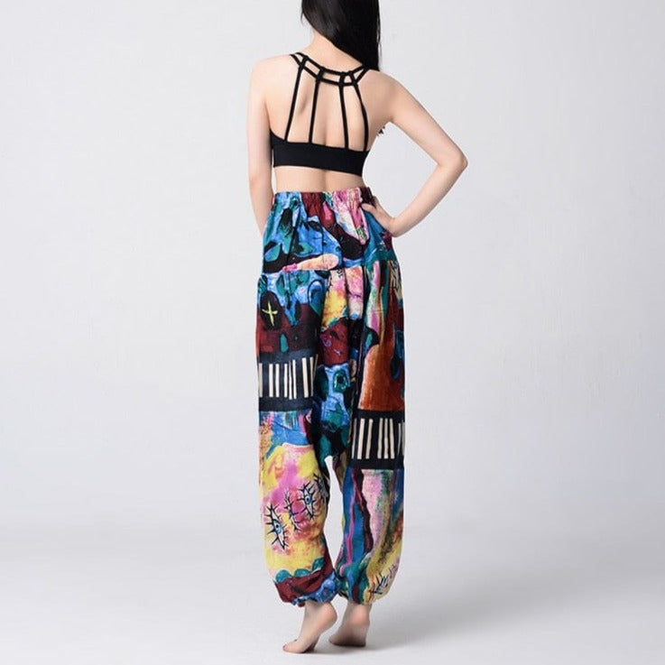 cambioprcaribe Harem Pants Abstract Flowers Harem Pants