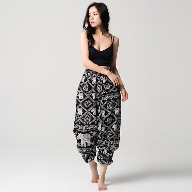 Elephant Print Boho Harem Pants