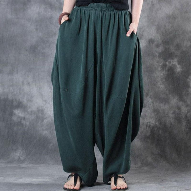 cambioprcaribe Harem Pants Green / S Flowy & Free Cotton Harem Pants  | Zen