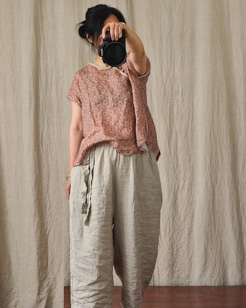 cambioprcaribe Harem Pants Loose Cotton and Linen Harem Pants