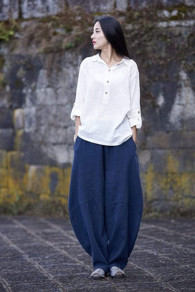 Zen Cotton Linen Wide Leg Harem Pants  | Zen