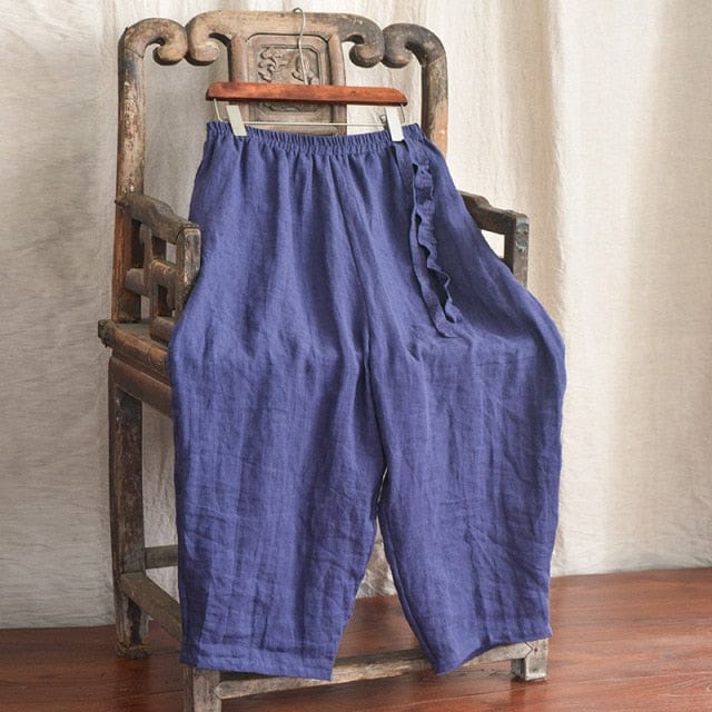 cambioprcaribe Harem Pants Navy / One Size Loose Cotton and Linen Harem Pants