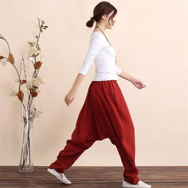 plus size linen harem pants