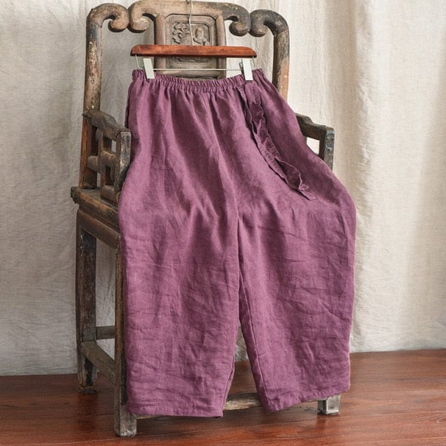 cambioprcaribe Harem Pants Purple / One Size Loose Cotton and Linen Harem Pants