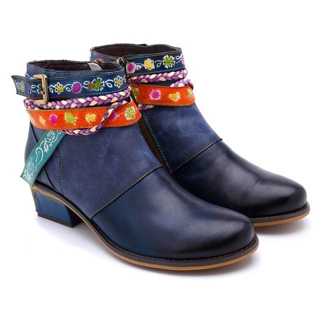 Harmony Boho Hippie Low Heel Ankle Boots