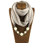 cambioprcaribe Ivory / 160CM Beaded Scarf Necklace