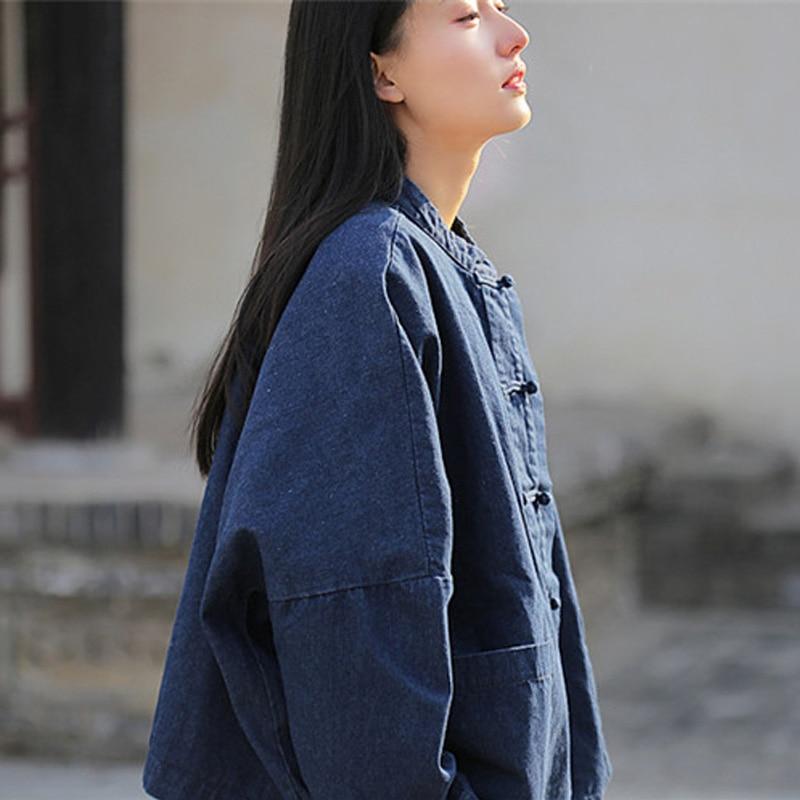 cambioprcaribe Jackets Batwing Sleeve Chinese Denim Jacket  | Zen