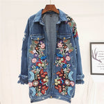 cambioprcaribe Jackets Bohemia Floral Embellished Denim Jacket