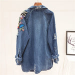 cambioprcaribe Jackets Bohemia Floral Embellished Denim Jacket