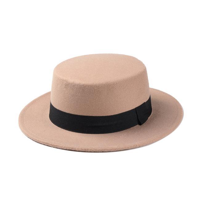 cambioprcaribe Khaki Grunge Flat Boater Style Hat