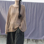 cambioprcaribe Khaki Long Sleeve Linen Shirt | Lotus