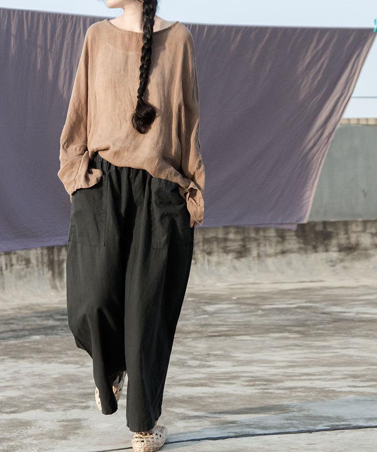 cambioprcaribe Khaki Long Sleeve Linen Shirt | Lotus