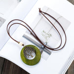 Life Tree Geometric Wooden Pendant Necklace