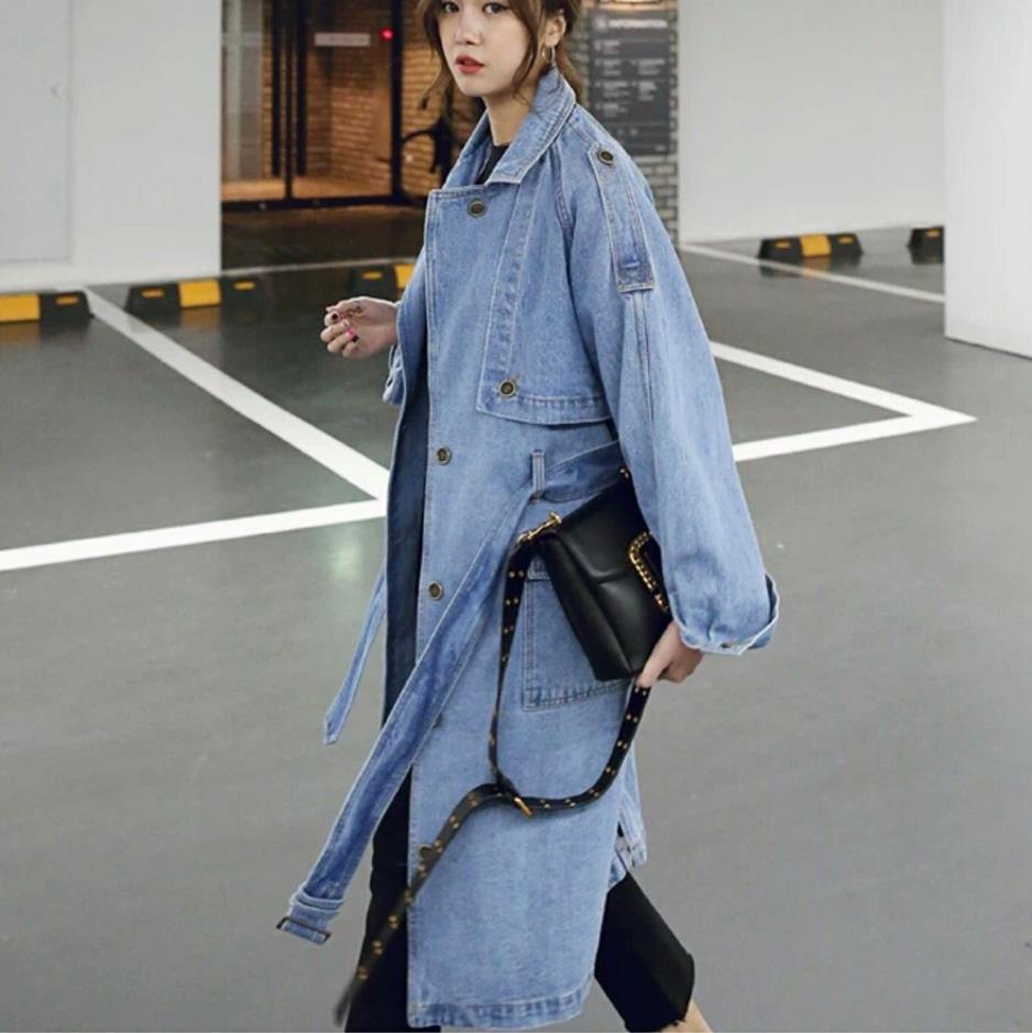 cambioprcaribe Long Oversized Denim Trench Coat