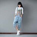 cambioprcaribe Loose Floral Denim Overall