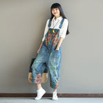 cambioprcaribe Loose Floral Denim Overall