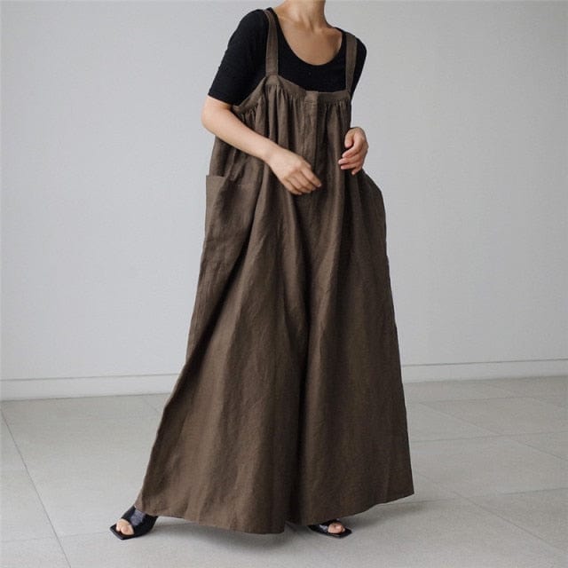 cambioprcaribe M / Brown Vintage Cotton Linen Overall