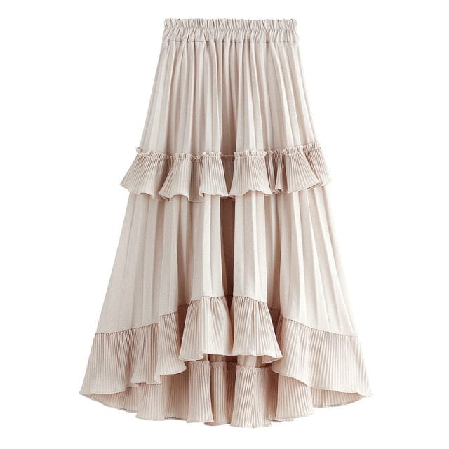 cambioprcaribe midi Skirts Beige / One Size / China Summer Quest Boho Ruffled Skirt
