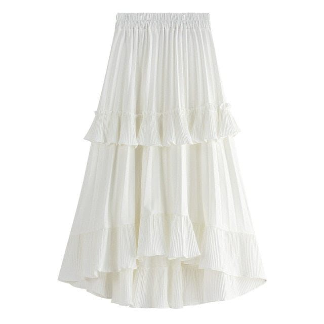 cambioprcaribe midi Skirts White / One Size / China Summer Quest Boho Ruffled Skirt