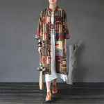 cambioprcaribe Multi Beige / One Size Patchwork Prints Chinese Linen Trench Coat