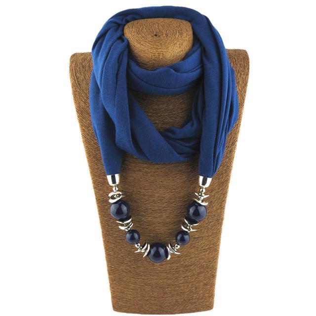 cambioprcaribe Navy Blue / 160CM Beaded Scarf Necklace