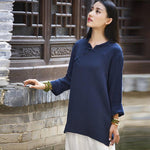 3/4 Sleeve Traditional Chinese Cotton and Linen Blouse  | Zen