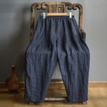cambioprcaribe Navy / One Size Elastic Waist Linen Trousers | Zen