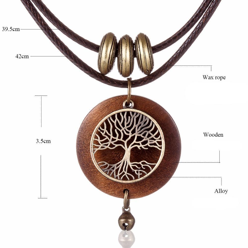 Tree Of Life Wooden Pendant Necklace