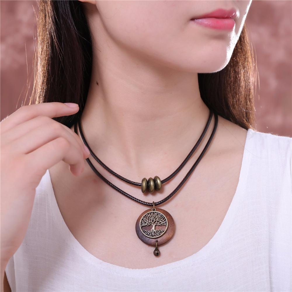 Tree Of Life Wooden Pendant Necklace