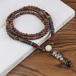 cambioprcaribe Nepal Style Wooden Mala Beads Necklace
