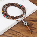 cambioprcaribe Nepalese Resin Horn Mala Beads Wooden Necklace