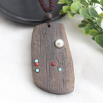 Beaded Vintage Sandalwood Pendant Necklace