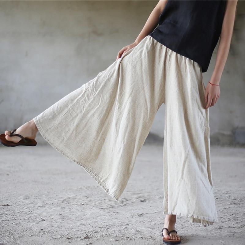 cambioprcaribe One Size / Beige Flowy & Free Linen Palazzo Pants  | Zen