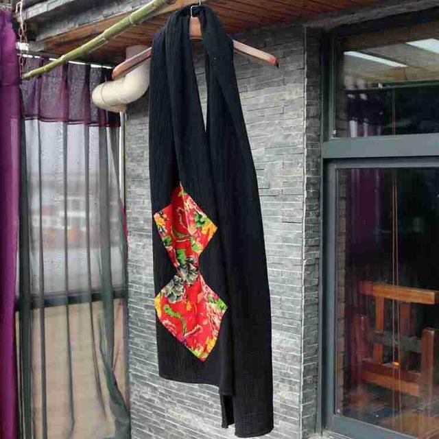 cambioprcaribe One Size / Black 100% Cotton Patchwork Black Scarf | Zen