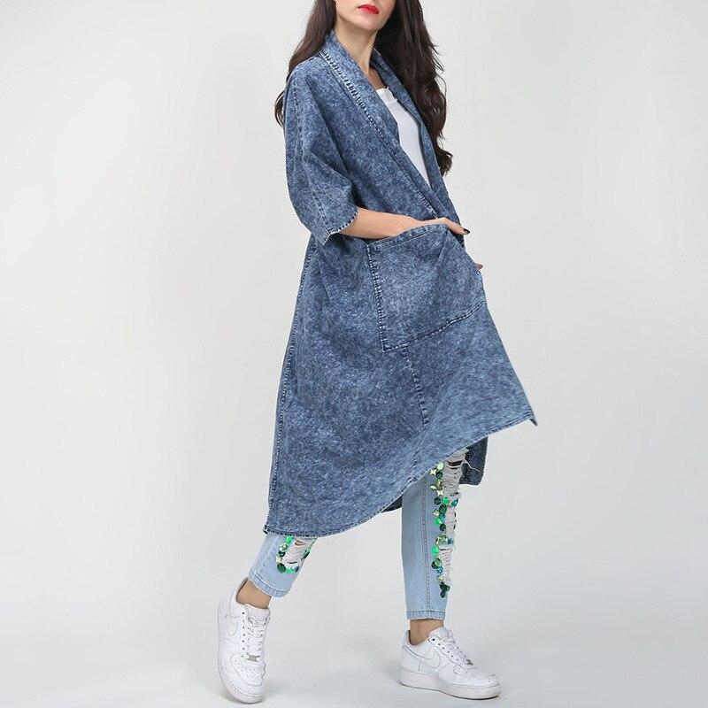 cambioprcaribe One Size / Blue Thin Layered Denim Trench Coat