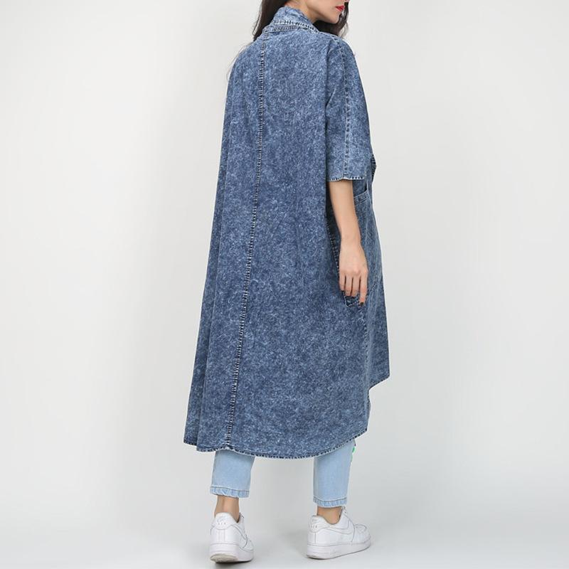 cambioprcaribe One Size / Blue Thin Layered Denim Trench Coat