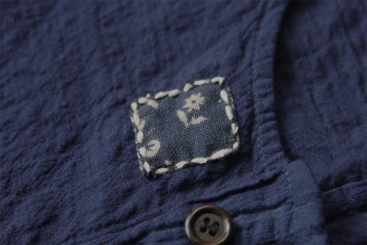 Vintage Casual Blue Tie Dye Linen Shirt | Lotus