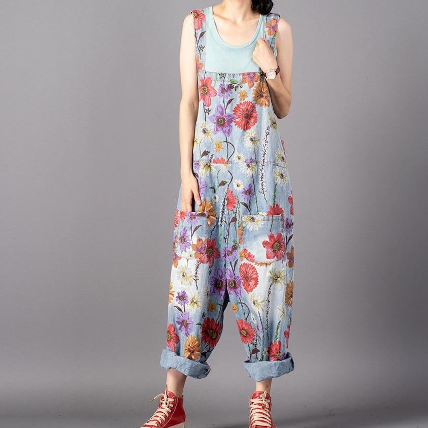 cambioprcaribe One Size Free People Floral Denim Overall