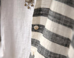 cambioprcaribe One Size / Grey Grey and White Striped Linen Shirt  | Zen