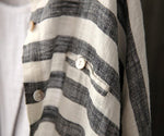 cambioprcaribe One Size / Grey Grey and White Striped Linen Shirt  | Zen