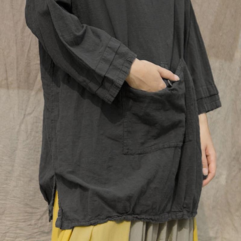 cambioprcaribe One Size / Grey Long Sleeve Grey Cotton Linen Shirt | Lotus