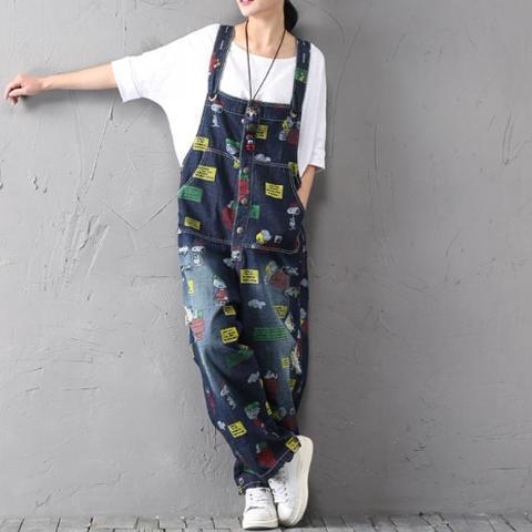 cambioprcaribe One Size / Multicolor Charlie Brown and Snoopy 90's Denim Overalls