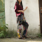 cambioprcaribe One Size / Multicolor Floral Patchwork Linen Hippie Pants